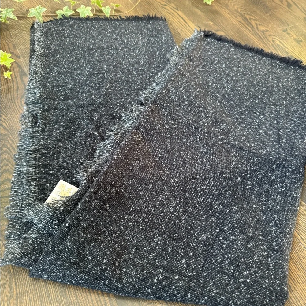 Elegant Black large square scarf/wrap with slightly fringed edge